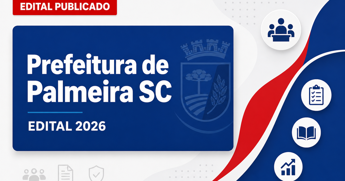 Concurso Prefeitura de Palmeira SC abre vagas para pedreiro e operador - Prefeitura de Palmeira