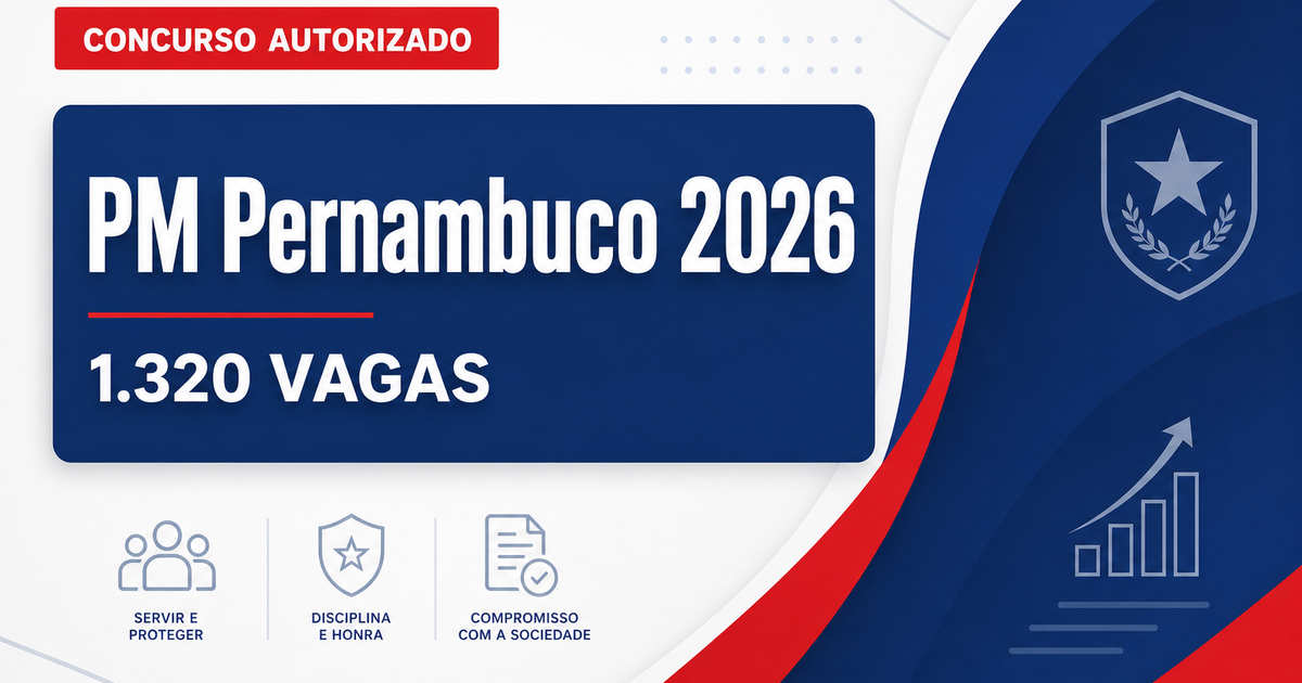Concurso PM PE é autorizado para 1.320 vagas de soldados e oficiais - Polícia Militar de Pernambuco