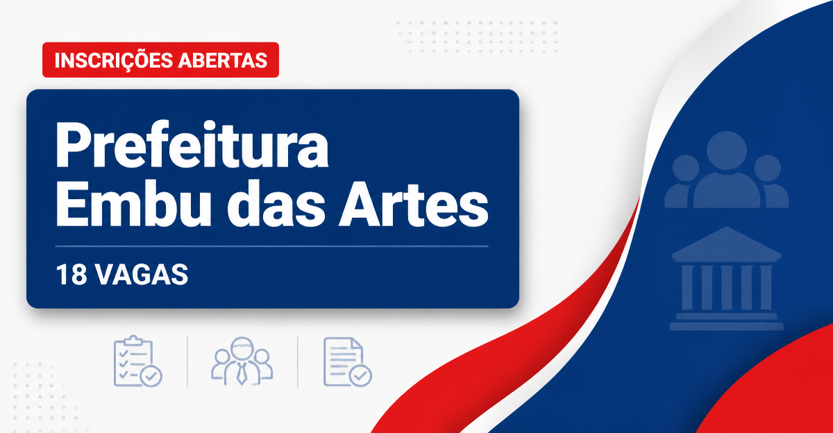 Prefeitura de Embu das Artes: Prefeitura de Embu das Artes - SP abre vagas em processo seletivo para Agente Municipal e  - Prefeitura de Embu das Artes