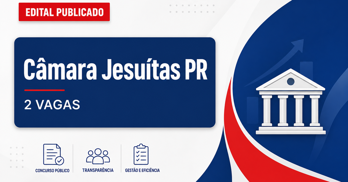 Concurso Câmara Municipal de Jesuítas PR: 2 vagas para agente administrativo - Câmara Municipal de Jesuítas