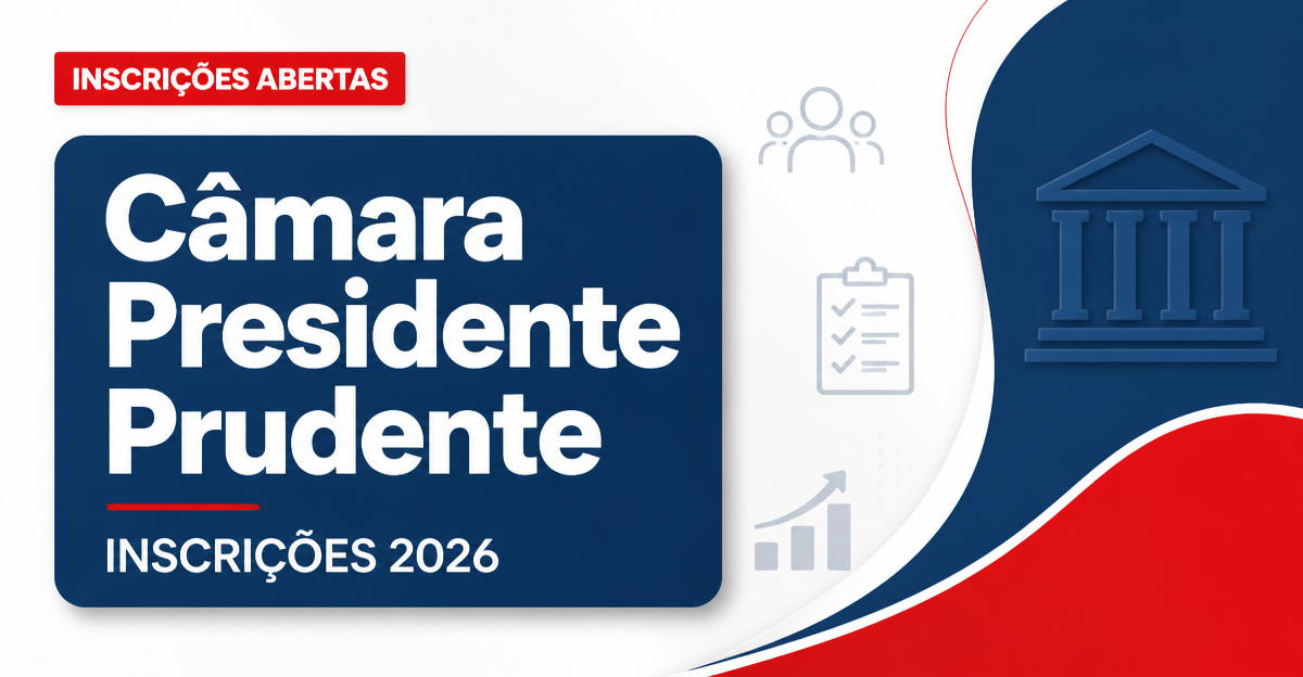 Concurso da Câmara de Presidente Prudente (SP) tem inscrições prorrogadas - Câmara de Presidente Prudente
