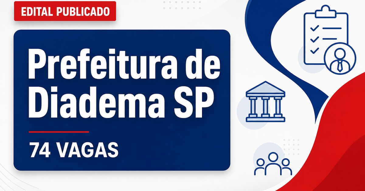 Prefeitura de Diadema SP abre concurso com 74 vagas imediatas - Prefeitura de Diadema