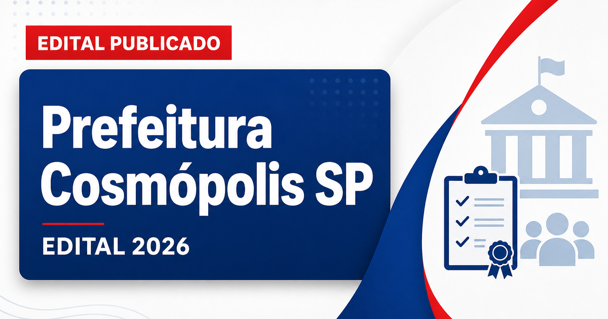 Prefeitura de Cosmópolis SP retifica concurso com vagas abertas - Prefeitura de Cosmópolis