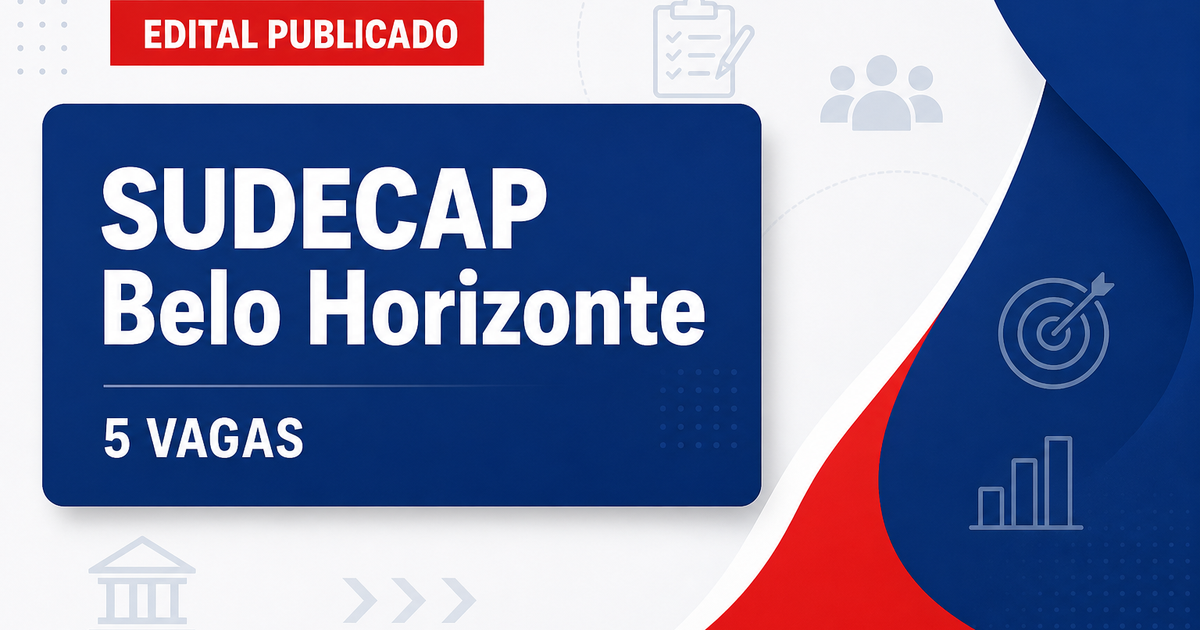 Concurso SUDECAP Belo Horizonte MG abre 5 vagas para engenheiros - SUDECAP