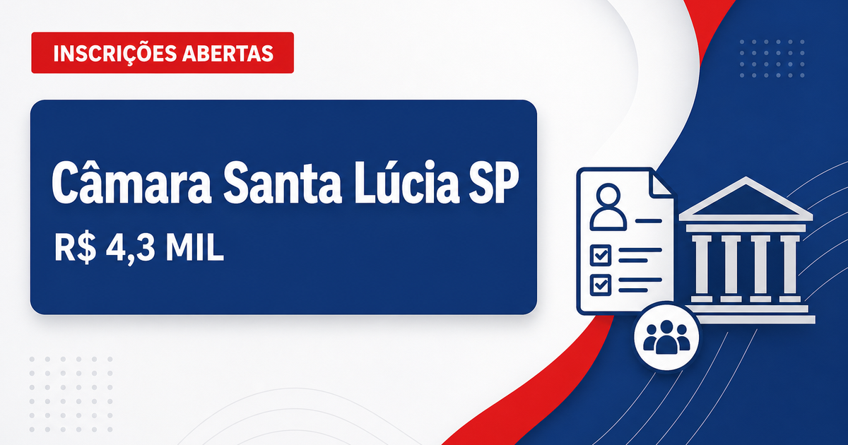 Concurso da Câmara de Santa Lúcia (SP) abre vagas que pagam até R$ 4,3 mil - Câmara de Santa Lúcia