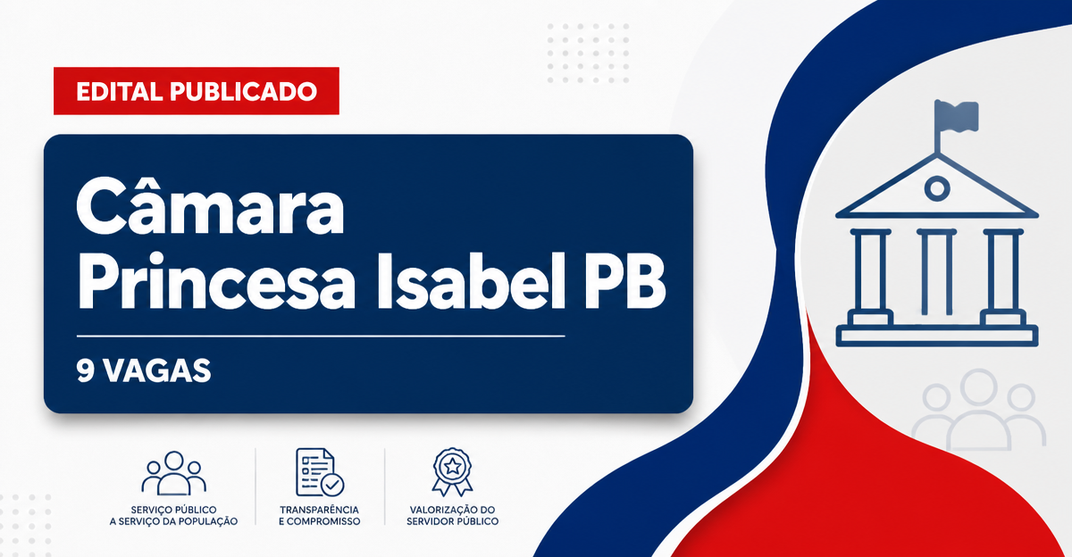 Concurso Câmara Municipal de Princesa Isabel PB abre 9 vagas - Câmara Municipal de Princesa Isabel