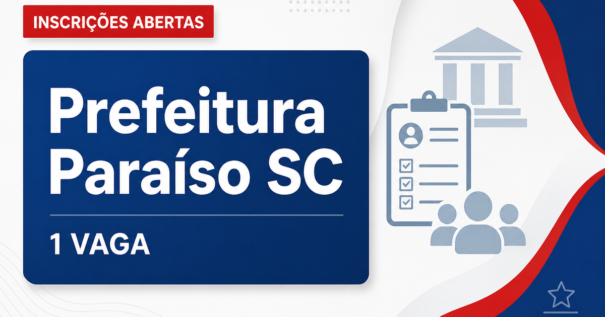 Prefeitura de Paraíso: Prefeitura de Paraíso - SC abre processo seletivo com vaga para Farmacêutico - Prefeitura de Paraíso