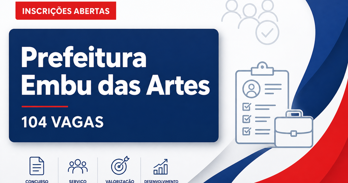 Prefeitura de Embu das Artes: Prefeitura de Embu das Artes - SP abre concurso público com salários de até R$ 13.149,52 - Prefeitura de Embu das Artes