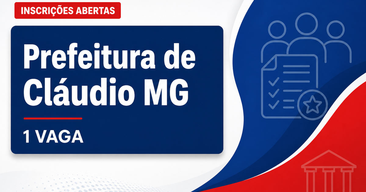 Prefeitura de Cláudio MG abre processo seletivo com 1 vaga para técnico de enfermagem - Prefeitura de Cláudio
