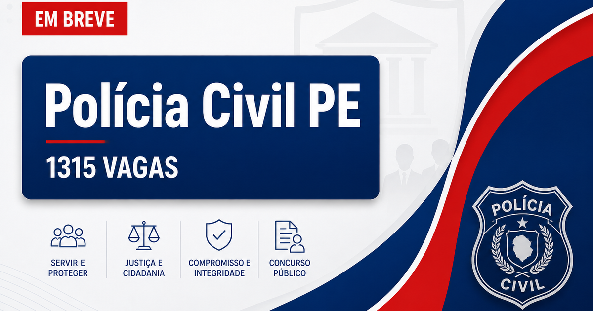 Concurso PC PE: edital com 1.315 vagas deve sair até dezembro, segundo secretário - Polícia Civil de Pernambuco
