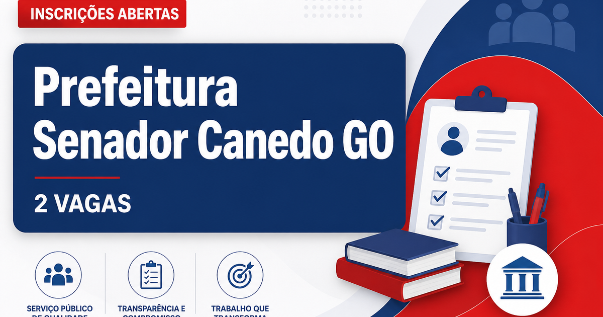Prefeitura de Senador Canedo GO abre processo seletivo com 2 vagas para médico veterinário - Prefeitura de Senador Canedo