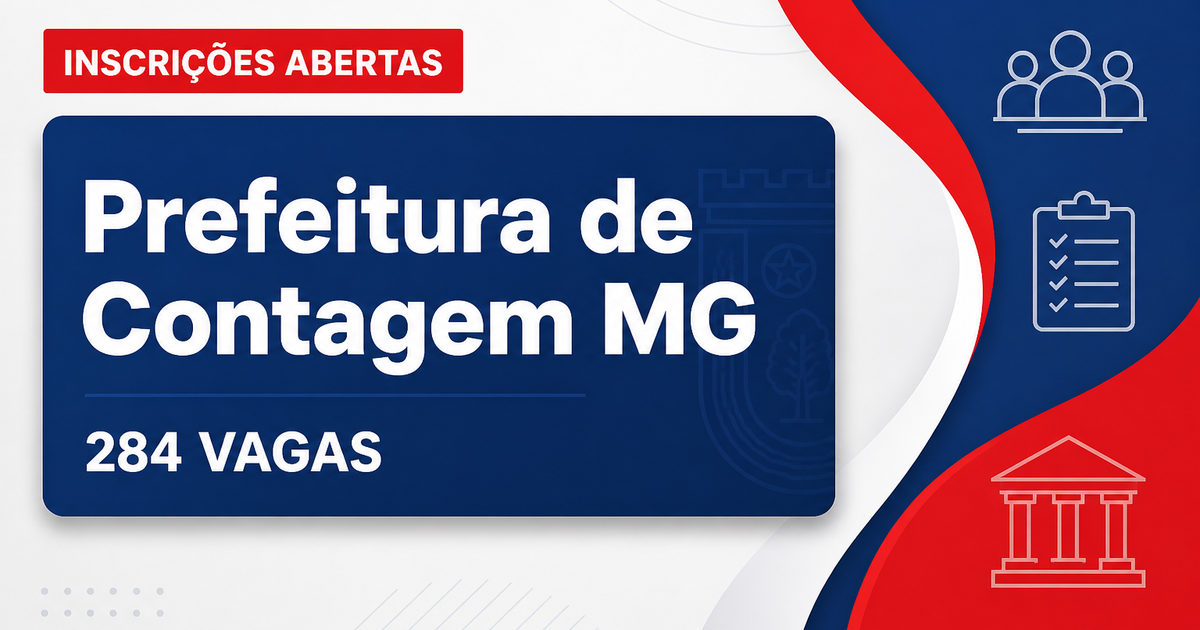 Prefeitura de Contagem MG abre concurso com 284 vagas em diversas áreas - Prefeitura de Contagem