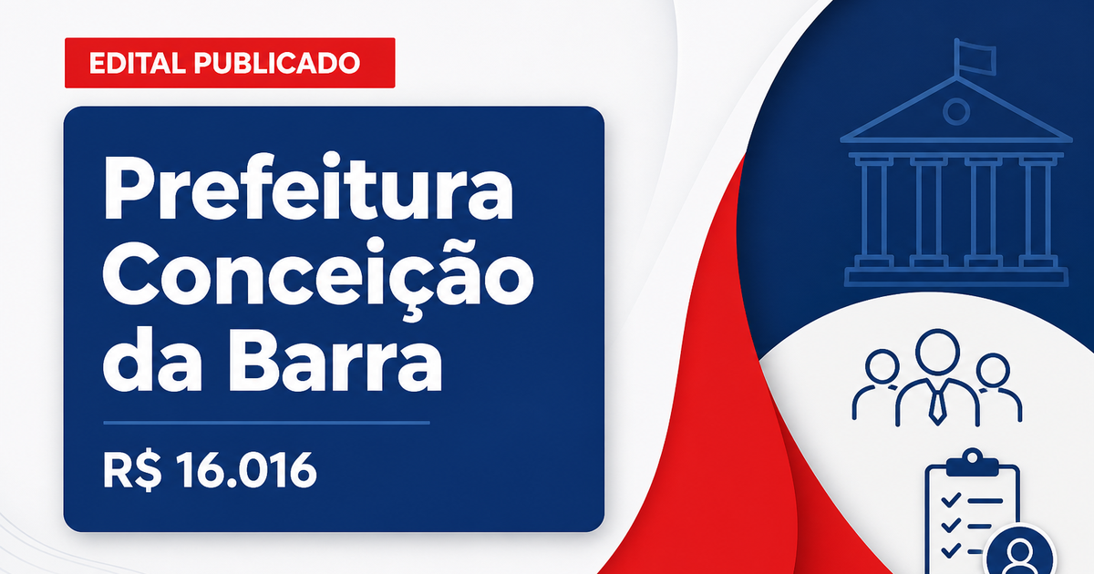 Prefeitura de Conceição da Barra de Minas - MG retifica edital de concurso público com salários de até R$ 16.016,13 - Prefeitura de Conceição da Barra de Minas