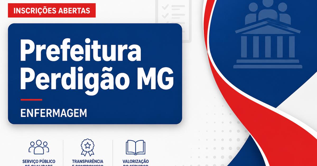 Prefeitura de Perdigão - MG abre seleção para Técnico em Enfermagem - Prefeitura de Perdigão