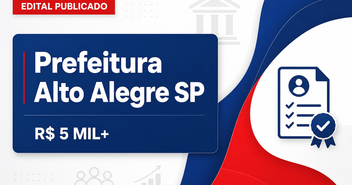 Processo seletivo Alto Alegre SP para professor paga mais de R$ 5 mil com benefício - Prefeitura de Alto Alegre